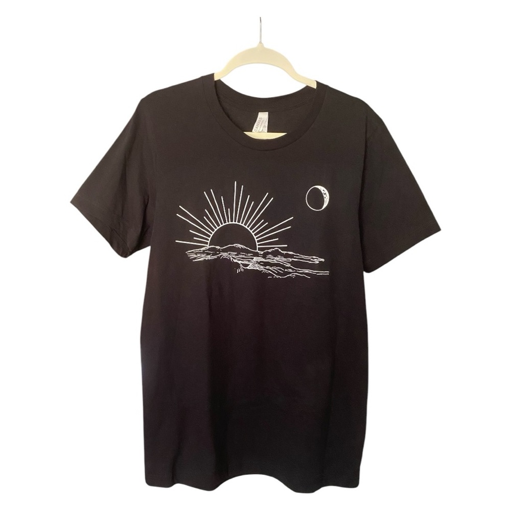 Sun & Moon Black Short Sleeve Tee with Astrology Astronomy Design